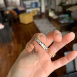 10k White gold diamond half eternity wedding band